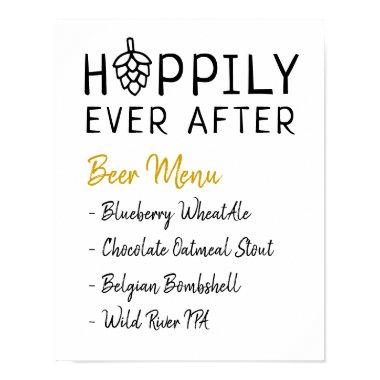 Hoppily Ever After Beer Menu Wedding Bridal Shower Poster