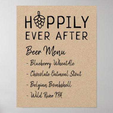 Hoppily Ever After Beer Menu Wedding Bridal Shower Poster