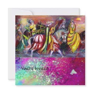 HORSE RIDERS IN NIGHT Pink Purple Blue Sparkles