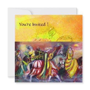 HORSE RIDERS ,MUSIC IN THE NIGHT, yellow sparkles Invitations