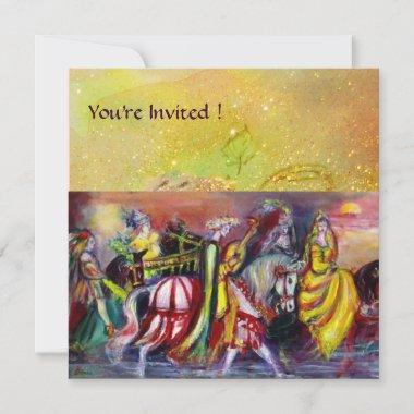 HORSE RIDERS ,MUSIC IN THE NIGHT, yellow sparkles Invitations