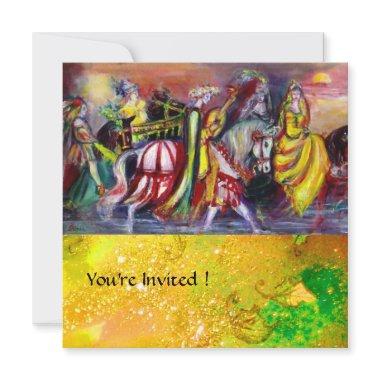 HORSE RIDERS ,MUSIC IN THE NIGHT, yellow sparkles Invitations