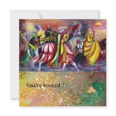 HORSE RIDERS ,MUSIC IN THE NIGHT, yellow sparkles Invitations