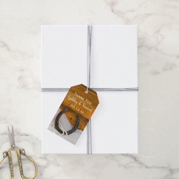 Horseshoe and Pearls Western Wedding Favor Tags