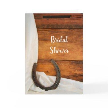 Horseshoe and White Satin Bridal Shower Invitations