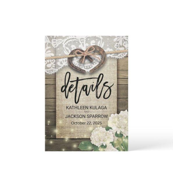 Horseshoe Heart Country Wedding Information Detail Enclosure