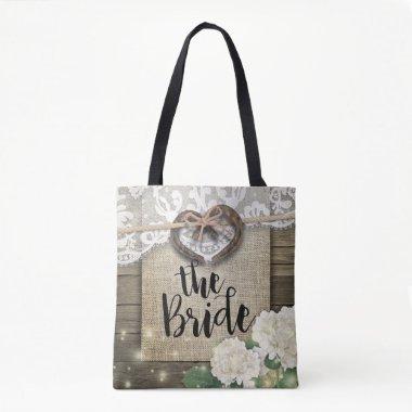 Horseshoe Heart Hydrangea Rustic Wedding The Bride Tote Bag