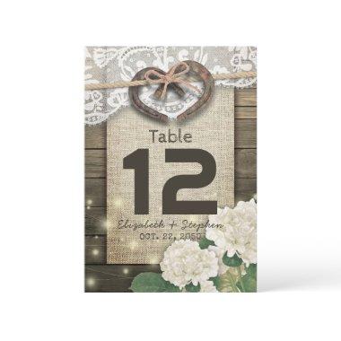 Horseshoe Heart Wedding Table Number Seating Place