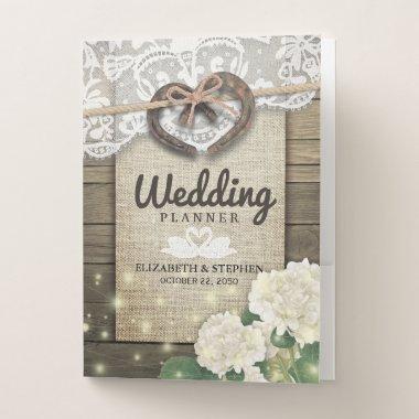 Horseshoe Hydrangea Country Rustic Wedding Planner Pocket Folder