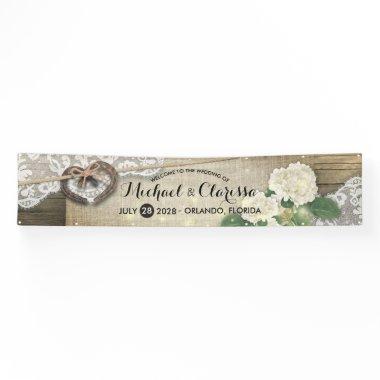 Horseshoe Hydrangea Country Rustic Wedding Welcome Banner