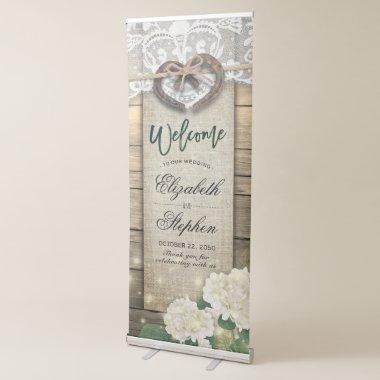 Horseshoe Hydrangea Country Rustic Wedding Welcome Retractable Banner