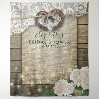Horseshoe Hydrangea Wood Bridal Shower Photo Booth Tapestry