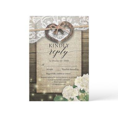 Horseshoe Hydrangea Wood Wedding RSVP Kindly Reply