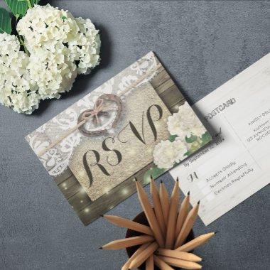 Horseshoe Hydrangea Wood Wedding RSVP Kindly Reply Invitation PostInvitations