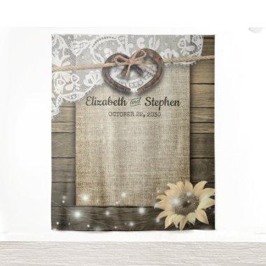 Horseshoe Lace Sunflower Wood Photo Booth Backdrop