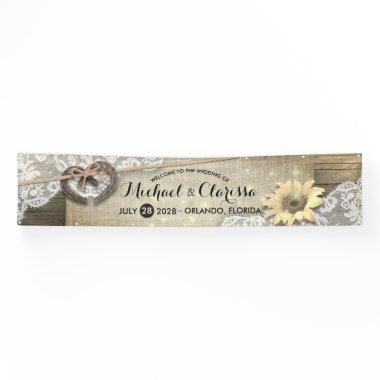 Horseshoe Sunflower Country Rustic Wedding Welcome Banner
