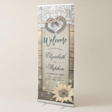 Horseshoe Sunflower Country Rustic Wedding Welcome Retractable Banner