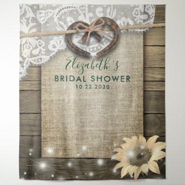 Horseshoe Sunflower Wood Bridal Shower Photo Booth Tapestry