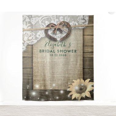 Horseshoe Sunflower Wood Bridal Shower Photo Booth Tapestry