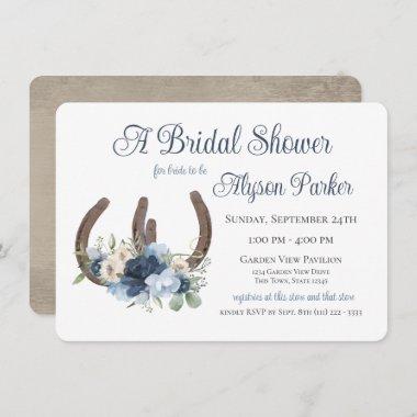 Horseshoes and Flowers Barn Wood Bridal Shower Inv Invitations