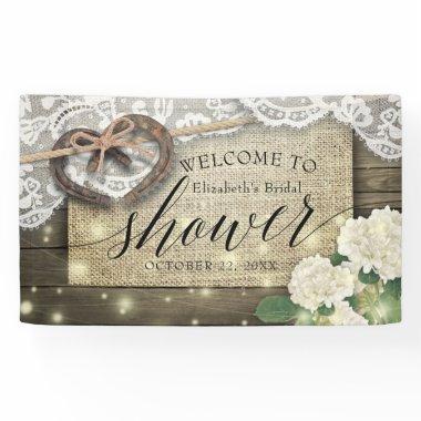 Horseshoes Hydrangea Country Bridal Shower Welcome Banner