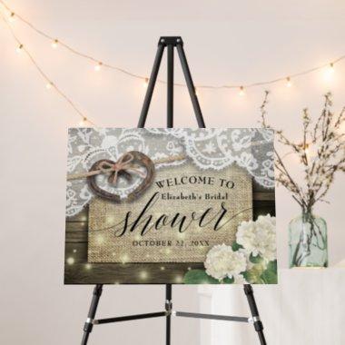 Horseshoes Hydrangea Country Bridal Shower Welcome Foam Board