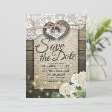 Horseshoes Hydrangea Country Wedding Save The Date
