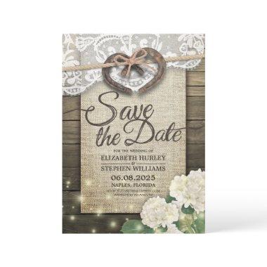 Horseshoes Hydrangea Country Wedding Save The Date