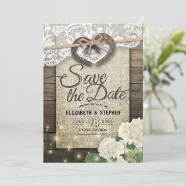Horseshoes Hydrangea Country Wedding Save The Date