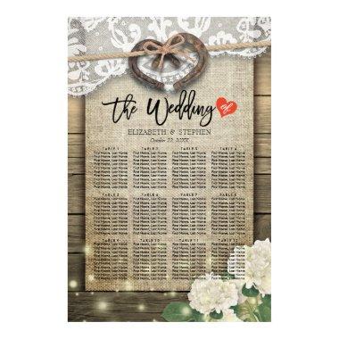 Horseshoes Hydrangea Wood Wedding Seating Charts