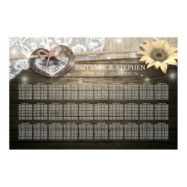 Horseshoes Sunflowers Wood Wedding Seating Charts