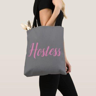 Hostess Pink Gray Typography Elegant Wedding Tote Bag