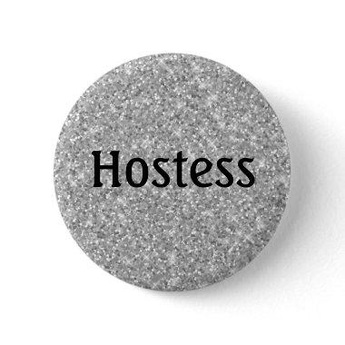 Hostess Silver Glitter Bridal shower Gifts Wedding Button