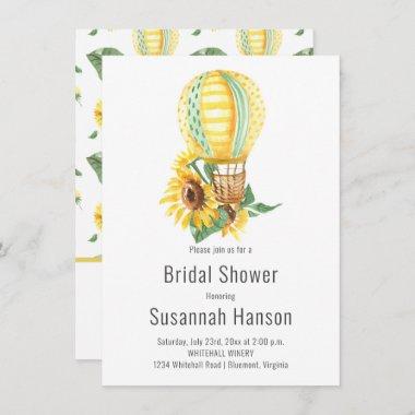 Hot Air Balloon and Sunflowers Bridal Shower Invitations