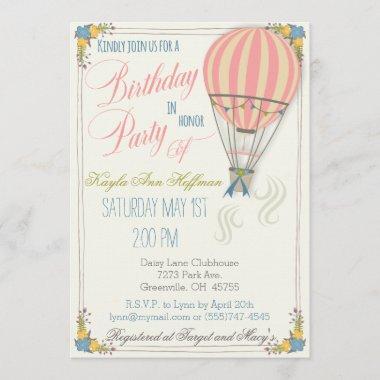 Hot Air Balloon Birthday Party Invitations. Invitations