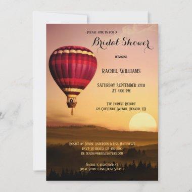 Hot Air Balloon Sunset Bridal Shower Invitations