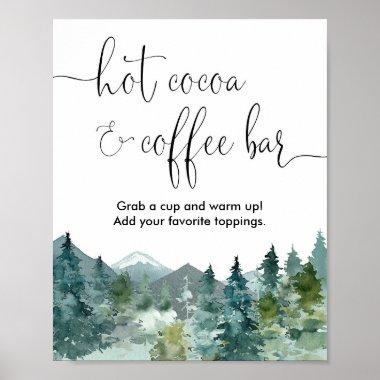 Hot cocoa and coffee sign rustic mountains