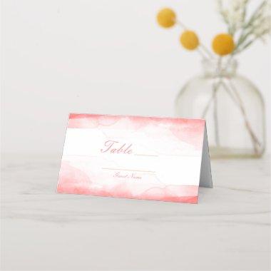 Hot Coral Bright Watercolor Table Number Seating Place