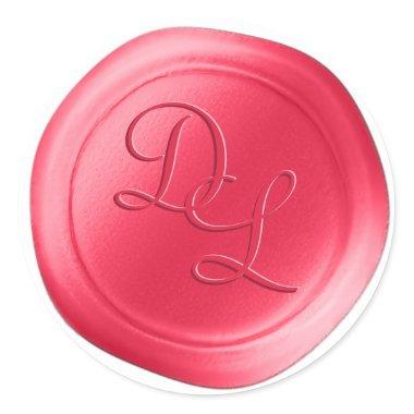 Hot Pink 2 Letter Monogram Wax Seal Stickers