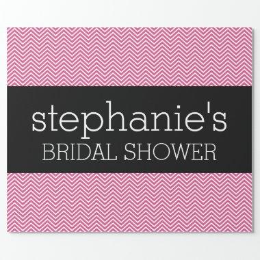 Hot Pink and Black Bridal Shower Chevrons Wrapping Paper