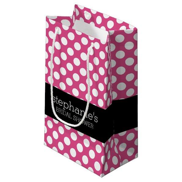Hot Pink and Black Bridal Shower Preppy Pattern Small Gift Bag