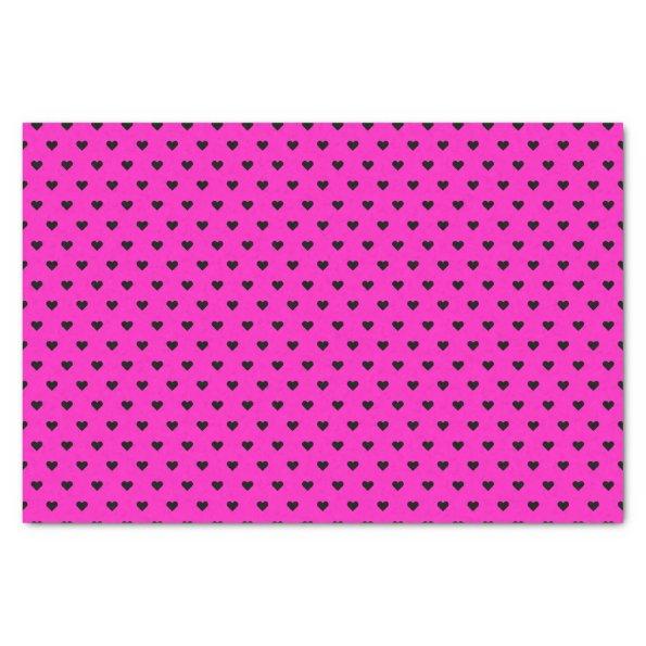 Hot Pink and Black Hearts | Custom Tissue Paper
