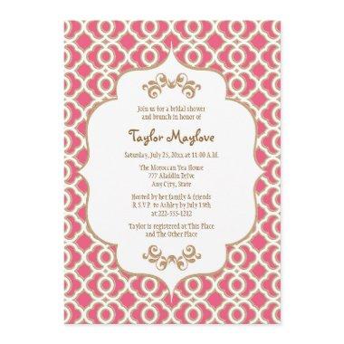 Hot Pink and Gold Moroccan Bridal Shower Invites