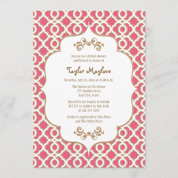 Hot Pink and Gold Moroccan Bridal Shower Invites