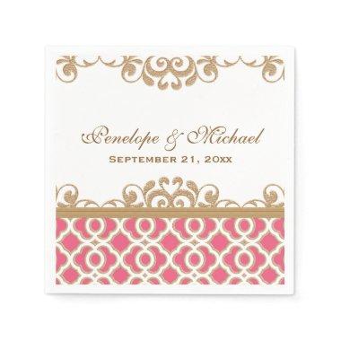 Hot Pink and Gold Moroccan Wedding Paper Napkins