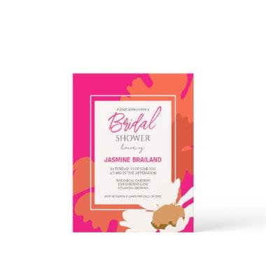 Hot Pink and Orange Daisy Abstract Floral Bridal Post