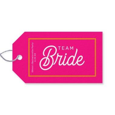 Hot Pink and Orange Team Bride Custom Favor Tags