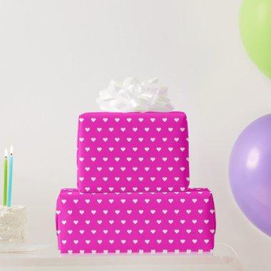 Hot Pink and White Hearts | Custom Wrapping Paper