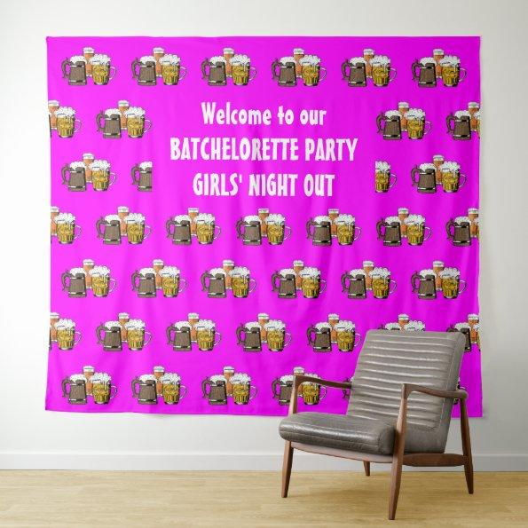 Hot Pink Bachelorette Beer Tapestry