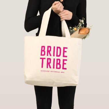 Hot Pink Bride Tribe Bridesmaids Large Tote Bag